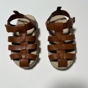 Casual Brown Preppy Toddler Strappy Sandal size 8 with Velcro